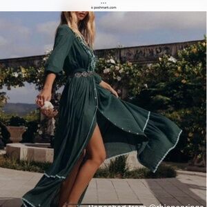 Chasing Unicorns Cutwork Embroidery Maxi Dress XS